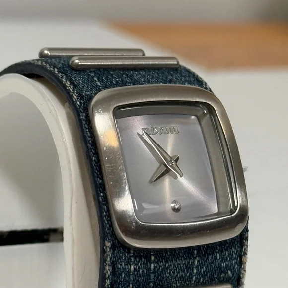 Nixon The Duchess Royal Pleasure Denim Cuff Watch Diamond Accent - new battery - Picture 2 of 9
